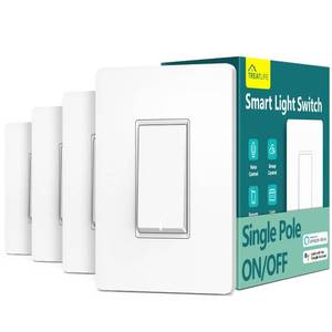 lot 20443 image: TREATLIFE Smart Light Switch Single Pole Works with Alexa, Google Home and SmartThings, 2.4GHz WiFi Timer Smart Switch, Neutral Wire Required, No Hub Required, FCC Listed, 4 Pack