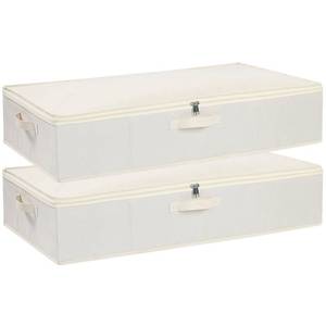lot 20455 image: YheenLf Underbed Storage Organizers,Beige,2 Pack,31.5x15.7x5.9 Inch