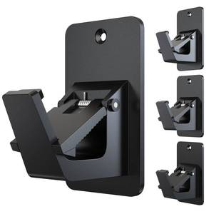 lot 20456 image: Adhesive No Drill Curtain Rod Brackets - Heavy Duty 30LB Holders for Bathroom Bedroom Kitchen, Universal Damage-Free Window Rod Hooks with Nail-Free Installation (4PC Black)
