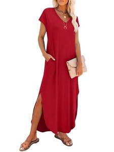 lot 20490 image: RUMIA Summer Maxi Dresses for Women Cap Sleeve Long Sundress with Pockets Medium