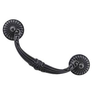 lot 20494 image: MuDuJia 4-Pack 4.5 C-C Vintage Look Antique Black Bail Drawer Pull Drop Swing Handles Dresser Pulls Cabinet Knob Vintage Style 114 mm 4 12 Centers (4, Antique Black)
