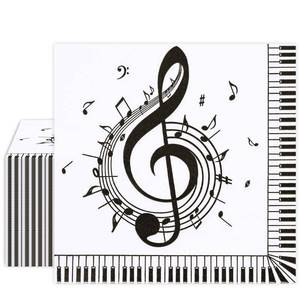 lot 20495 image: 50pcs Musical Note Napkins Disposable Black&White Keyboard Music Napkins