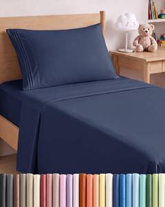 lot 5459 image: CGK Unlimited Twin Size 3 Piece Sheet Set Navy