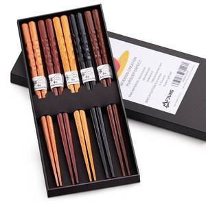 lot 5463 image: MFJUNS Japanese Wooden Chopsticks Set - 5 Pairs