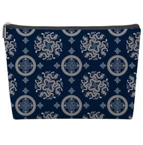 lot 6047 image: Navy Blue Chinoiserie Mahjong Tile Bag 13x7.8