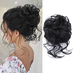 lot 6055 image: KETHBE Messy Bun Hair Piece with Elastic Band Black