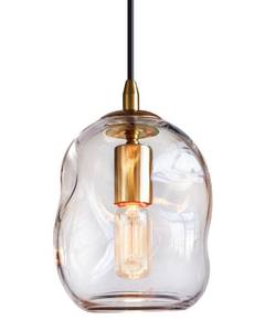 lot 7538 image: Casamotion Glass Pendant Light Brass Gold 8 Inch