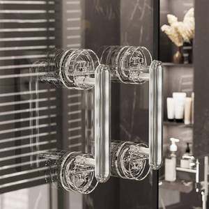 lot 7542 image: Tyothimm Suction Cup Door Handle, Transparent Silver (2-Pack)