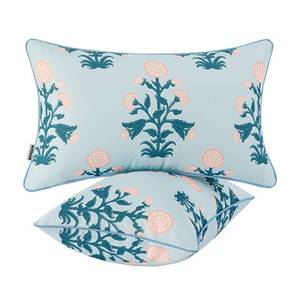 lot 7543 image: MIULEE Floral Outdoor Lumbar Pillow Covers 12x20