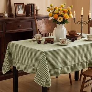 lot 7545 image: Mindsoft Gingham Ruffled Tablecloth 60 x 120