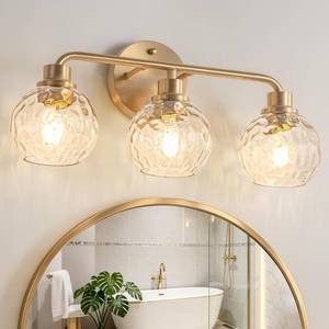lot 7594 image: Watyo Bathroom Vanity Light 3-Light Brushed Brass