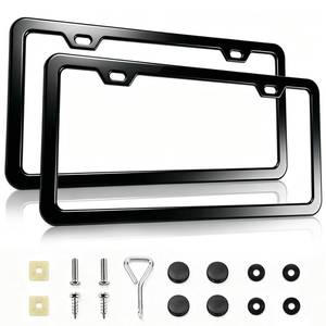 lot 8001 image: RUENVUE 2-Pack License Plate Frames, Black Aluminum