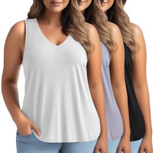 lot 8009 image: Evervibe 3-Pack Womens Plus Size V-Neck Tank Tops 5XL