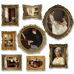 lot 8010 image: Lineshading 8-Piece Vintage Picture Frame Set Bronze