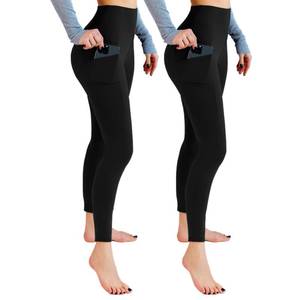 lot 8019 image: Leafigure 2-Pack High Waist Leggings with Pockets Black M