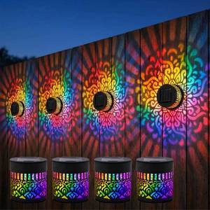 lot 8085 image: Lscsdf Solar Mandala Projection Wall Light 4-Pack