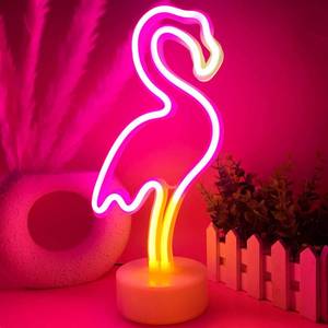 lot 8104 image: VIFULIN Pink Flamingo LED Neon Light Sign USBBattery