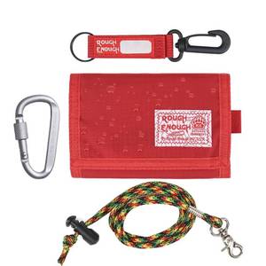 lot 8123 image: Rough Enough Kids Trifold Wallet with Lanyard Red