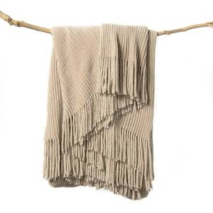 lot 8137 image: Lifein Throw Blanket Beige Knitted Chenille 50x60