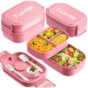 lot 8148 image: Pure Whimsy Bento Lunch Box, 65 oz 3-Tier Stackable