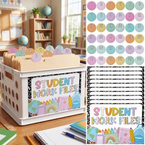 lot 8412 image: Marspark Classroom Organization Folder Label Set 10-Pack