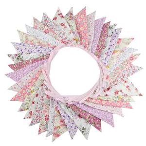 lot 8417 image: JIALITFUN Triangle Bunting Banner 10M Cotton Fabric Flags