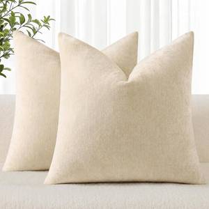 lot 8423 image: decorUhome Chenille Throw Pillow Covers 22x22 Set of 2