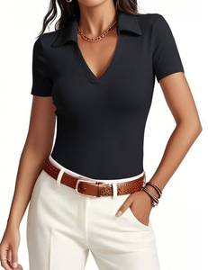 lot 8429 image: Meetrendi Womens Short Sleeve V-Neck Polo Shirt Large