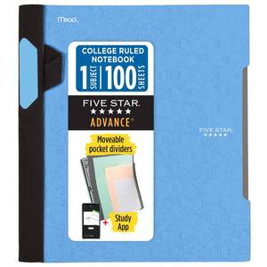 lot 8450 image: Five Star Advance Spiral Notebook, 1 Subject, College Ruled, 8.5 x 11