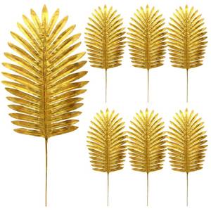 lot 8456 image: Giegxin Artificial Gold Palm Leaves 18in 6-Pack