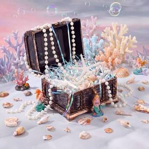 lot 8458 image: Yookeer Mermaid Treasure Chest Decor Set 5.5x4x4