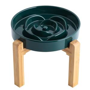 lot 8469 image: Addogyy Ceramic Slow Feeder Dog Bowl with Wood Stand