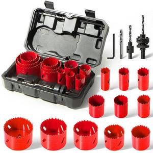 lot 8489 image: HYCHIKA Bi-Metal Hole Saw Kit 11 Pc with Mandrels