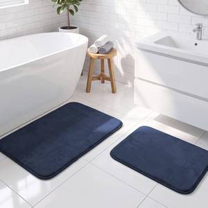lot 11282 image: H.Versailtex Memory Foam Bath Mat Set 2-Pack Navy