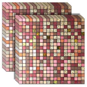 lot 11285 image: Weimeisc Peel and Stick Backsplash Tiles Red Mixed 10-Pack