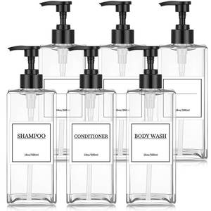 lot 11301 image: Tanlade 6 Pc Shampoo Pump Bottles 16 oz Clear