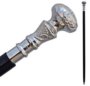 lot 11312 image: FYNJREX Wooden Walking Cane Brass Handle 38-39