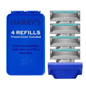 lot 12365 image: Harrys Plus Razor Refills - 4 Cartridges with Travel Cover