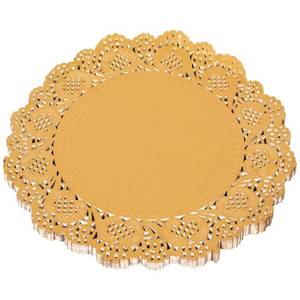lot 12379 image: Amkoskr 200 Pc 12 Inch Round Gold Lace Paper Doilies