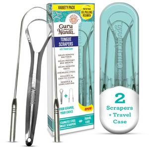 lot 12381 image: GuruNanda Tongue Scraper 2-Pack with Travel Case