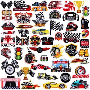 lot 12436 image: Tigeen 48 Pc Racing Iron-On Patches Checkered Flag