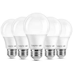 lot 13251 image: Lepro A19 E26 LED Light Bulbs 9W 800 Lumens 5000K 5-Pack