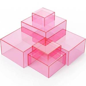 lot 13282 image: Geelin 6-Piece Acrylic Display Risers, Pink, 7-12 Inch