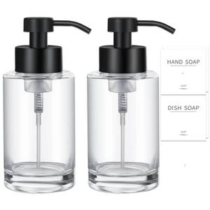 lot 13314 image: JiatuA Foaming Soap Dispenser Set, 12 Oz Glass, 2 Pack