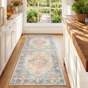 lot 13319 image: RELEANY Washable Area Rug Runner 2x6 BlueOrangeRed