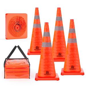lot 13330 image: RoadHero 28 Inch Collapsible Traffic Safety Cones 4-Pack