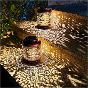 lot 13331 image: TIGGSY Tree of Life Solar Hanging Lanterns 2-Pack