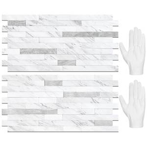 lot 13334 image: STICKGOO Peel and Stick Backsplash Tile, White Marble, 20 Sheets