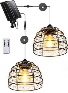 lot 13354 image: FabStyl Solar Pendant Light Set of 2 with Remote Timer