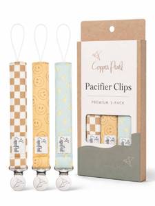 lot 14003 image: Copper Pearl 3-Pack Pacifier Holders Stainless Steel